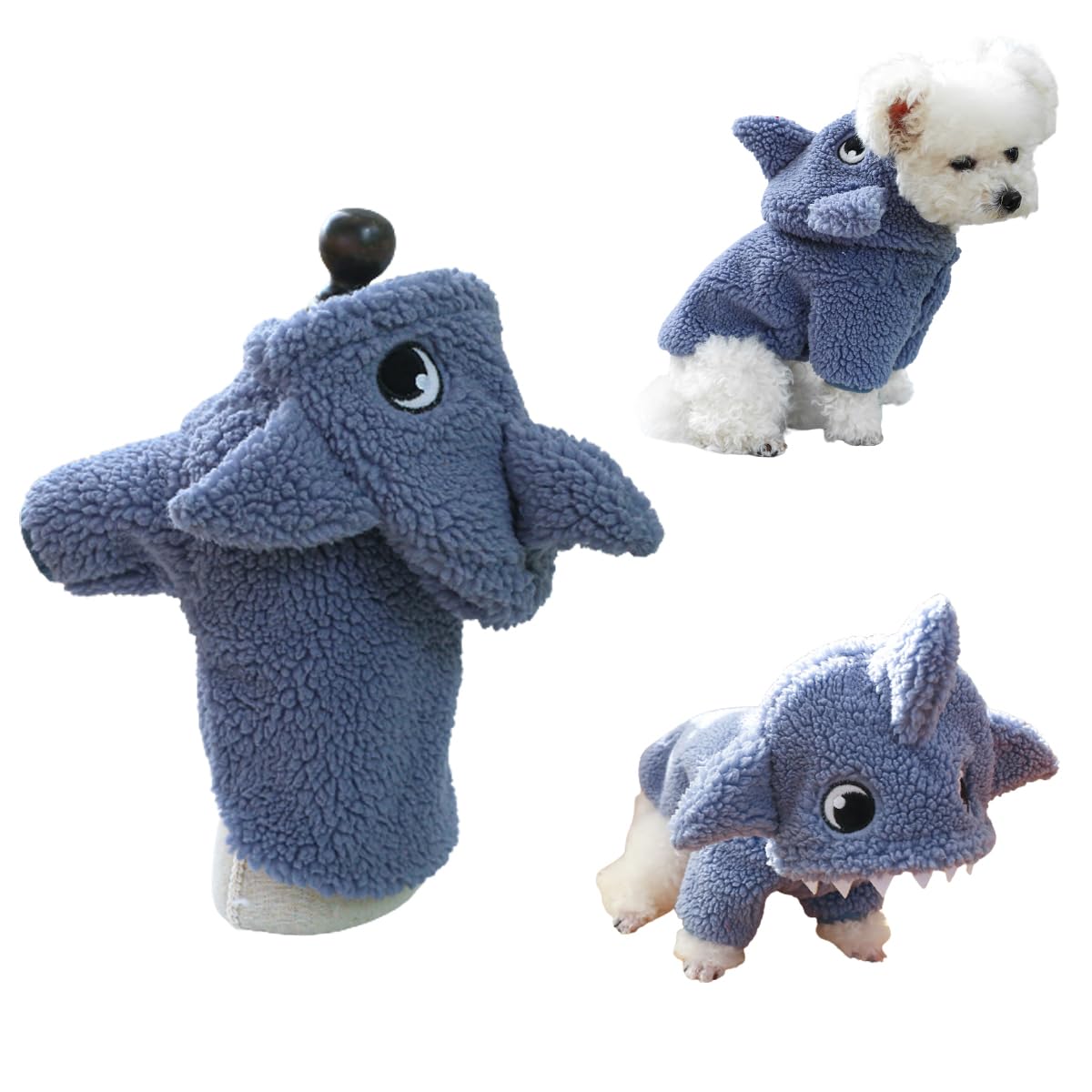 Amazon | 犬服 サメ パーカー コスチューム フリース コート 秋冬 防寒