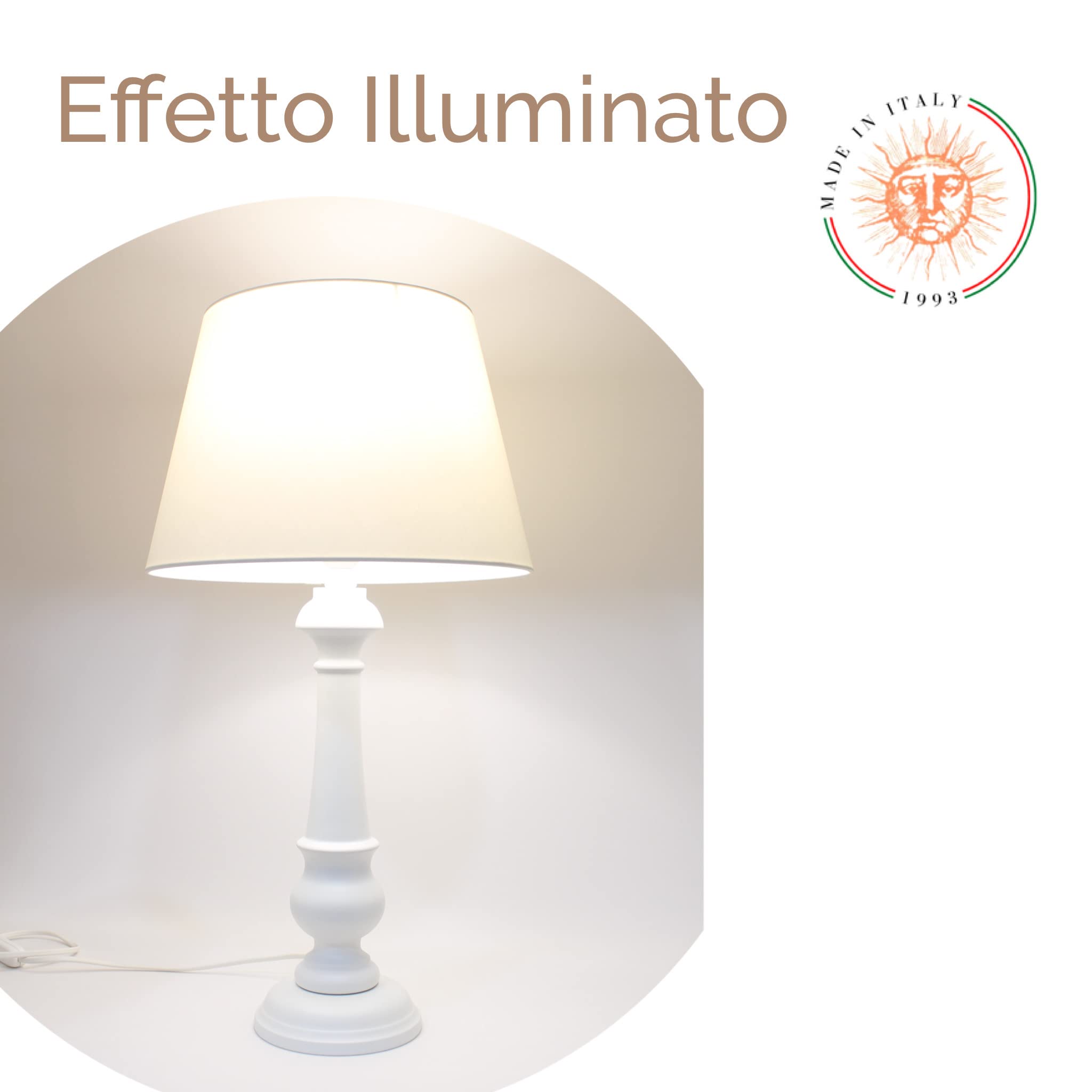 Paralume Impero per lampada in tessuto Cotone Avorio su PVC - Artigianale, autentico Made in Italy (D.40 x D.Sup.28 H.26 cm - ATTACCO E27)