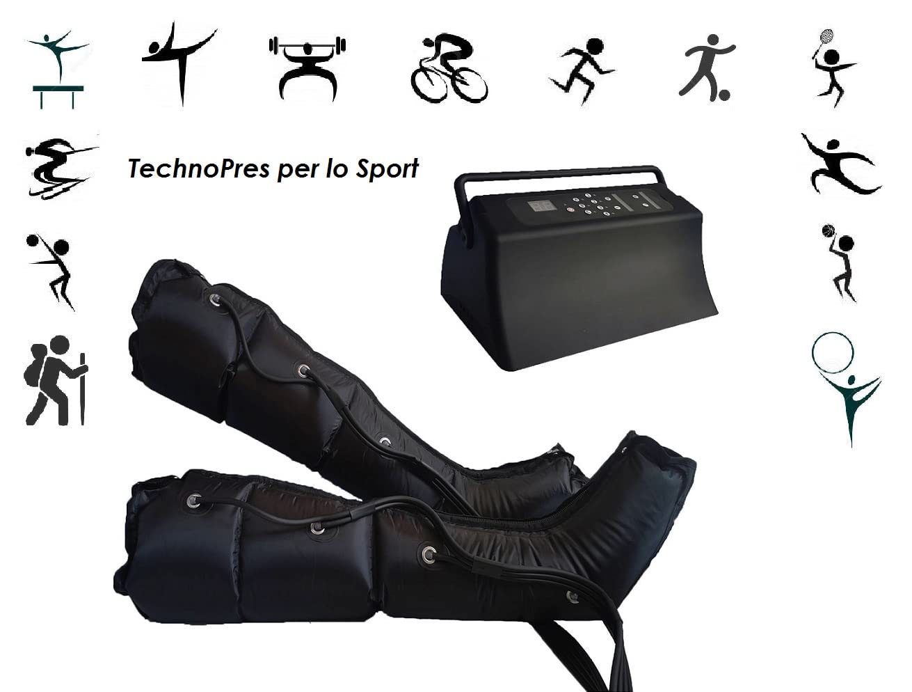 TechnoPres SPORT Presso massaggio allenamento e recupero muscolare tutte le attività sportive contro crampi acido lattico ..