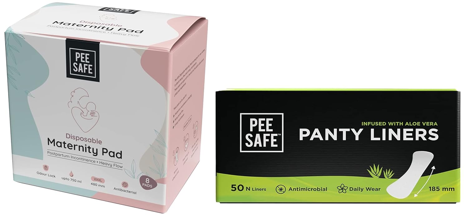 PEESAFE Maternity Pads & Pee Safe Aloe Vera Panty Liners For Women | Curvy Design For Extra Comfort | Cottony-Soft Surface With 185mm Wide Optimal Coverage For Prolonged Comfort | Keeps You Dry PEESAFE Maternity Pads & Pee Safe Aloe Vera Panty Liners For Women | Curvy Design For Extra Comfort | Cottony-Soft Surface With 185mm Wide Optimal Coverage For Prolonged Comfort | Keeps You Dry