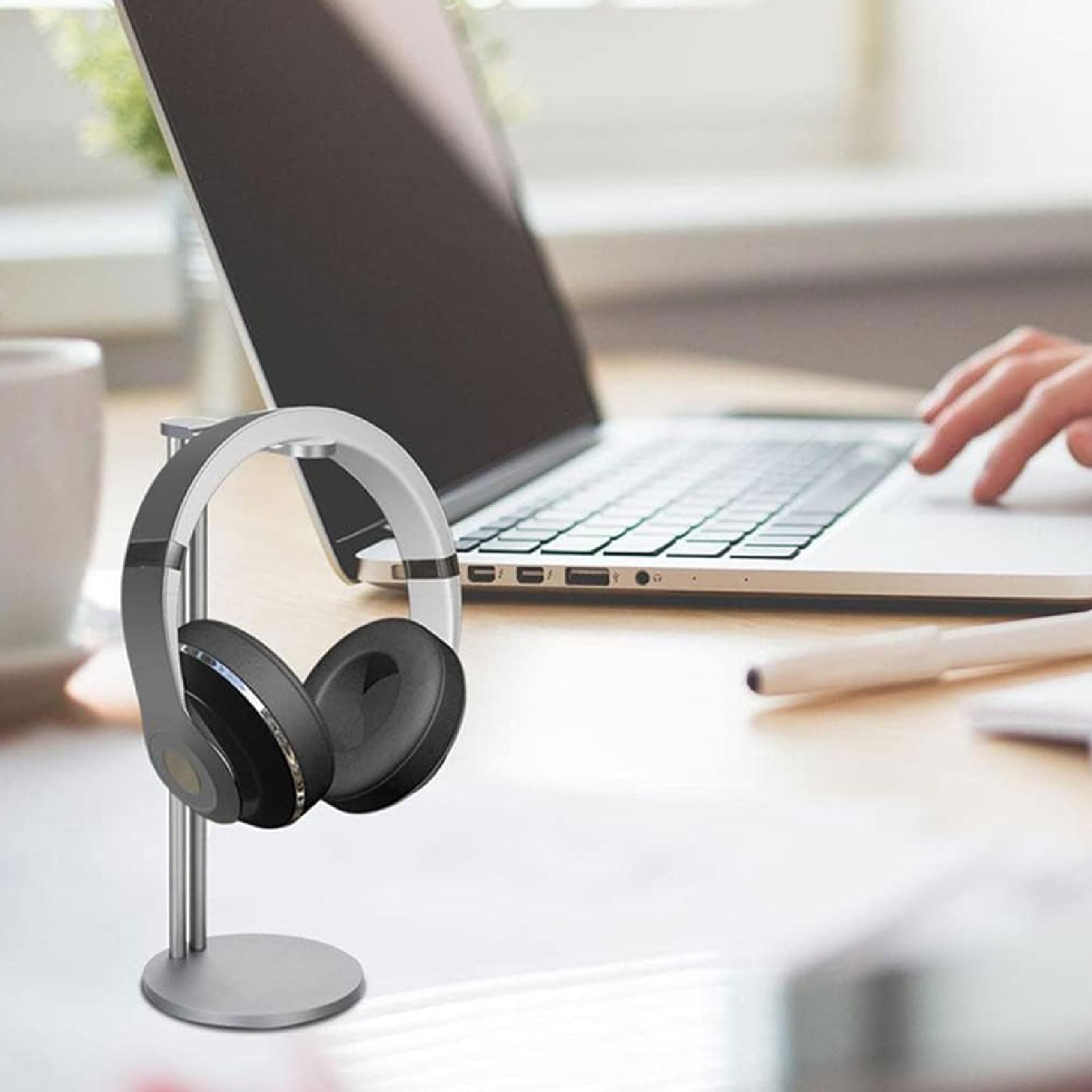 Soporte para auriculares de aleación de aluminio, colgador creativo para auriculares de escritorio, soporte para exhibición de auriculares, soporte para colgar auriculares para todos los auriculares