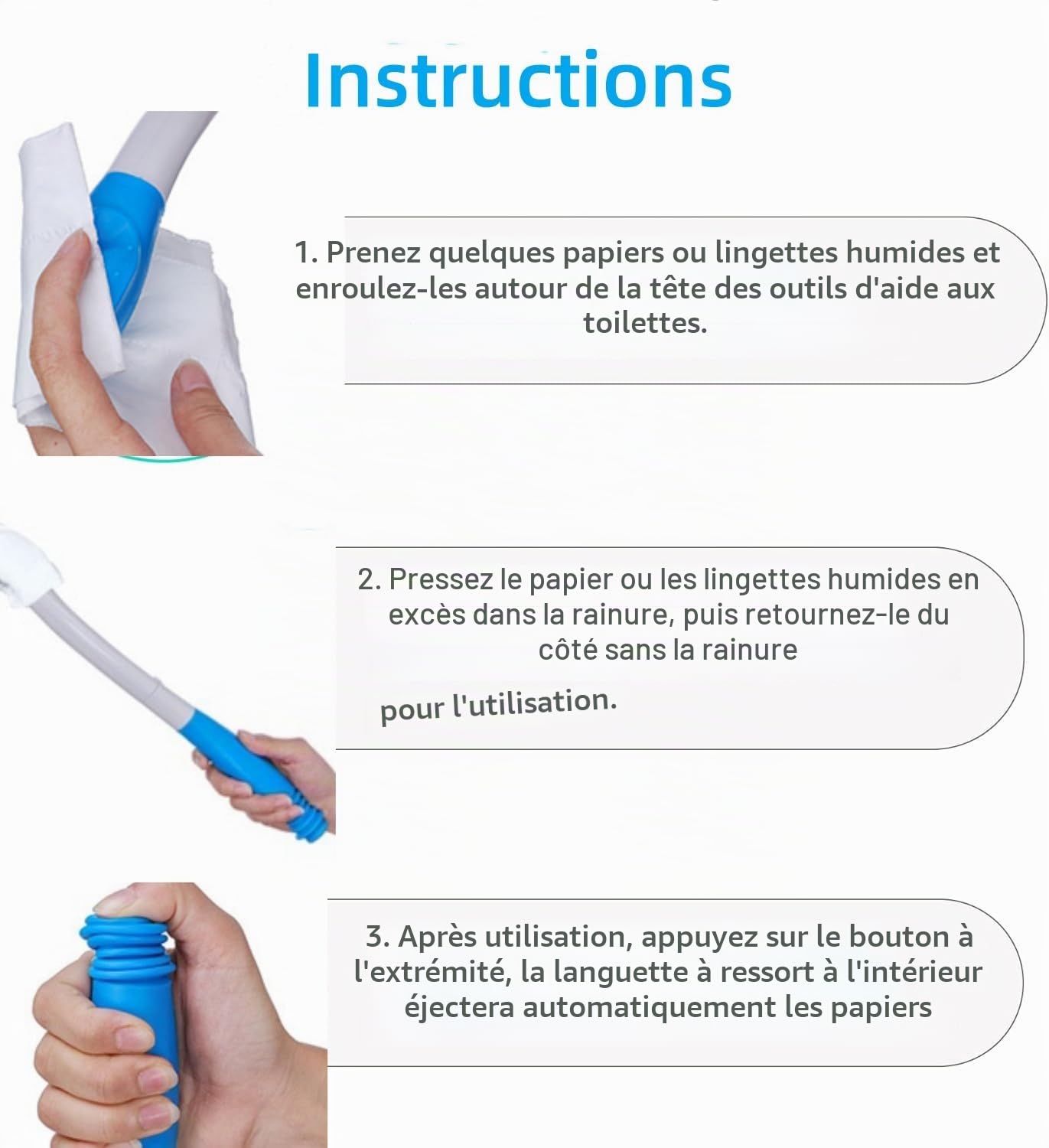 Porte-outils pour toilettes, lingette confortable à bras long, aide au nettoyage et auto-assistance pour le bain dans la vie quotidienne