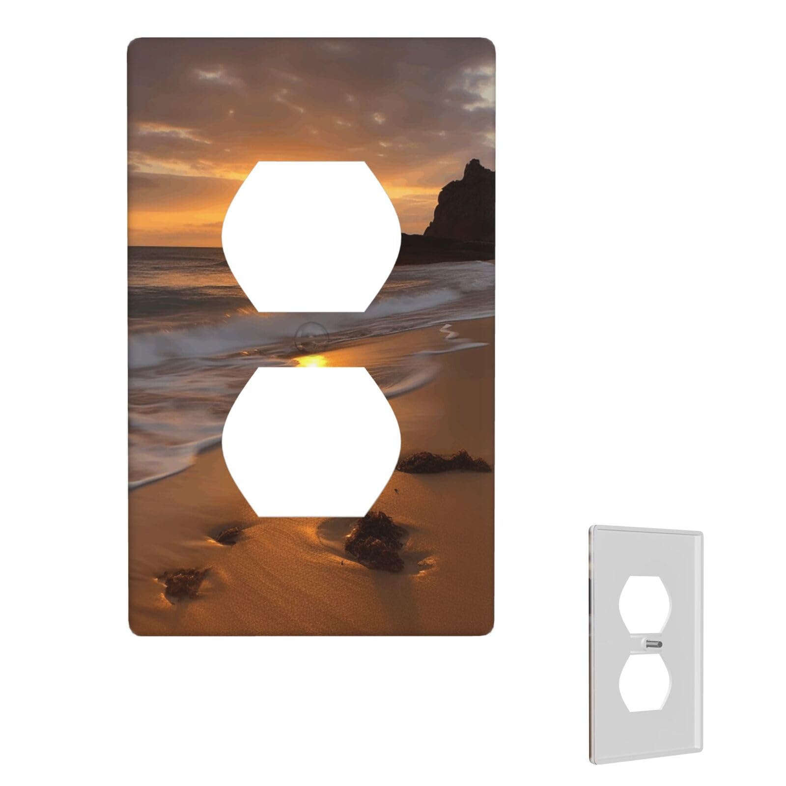 1-Gang Decorator Wall Plate Sunrise beach Light Switch Cover Single Gang Receptacle Wall Plate Standard Size 4.5" x 2.76" Wallplate Unbreakable Polycarbonate Outlet Faceplates Cover