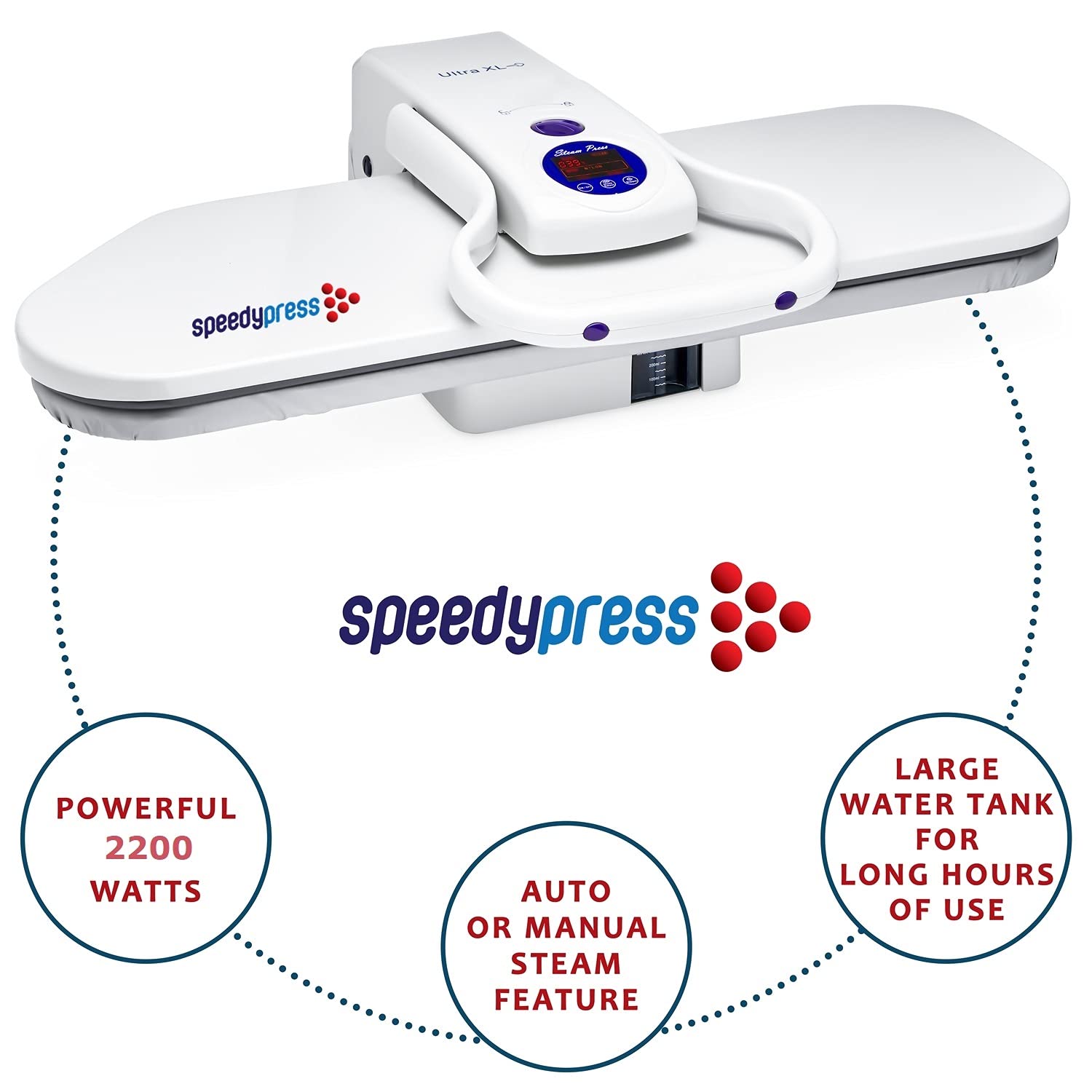 Speedypress Presse à Repasser à Vapeur Ultra XL avec Support, 90cm x 31cm, 2200W