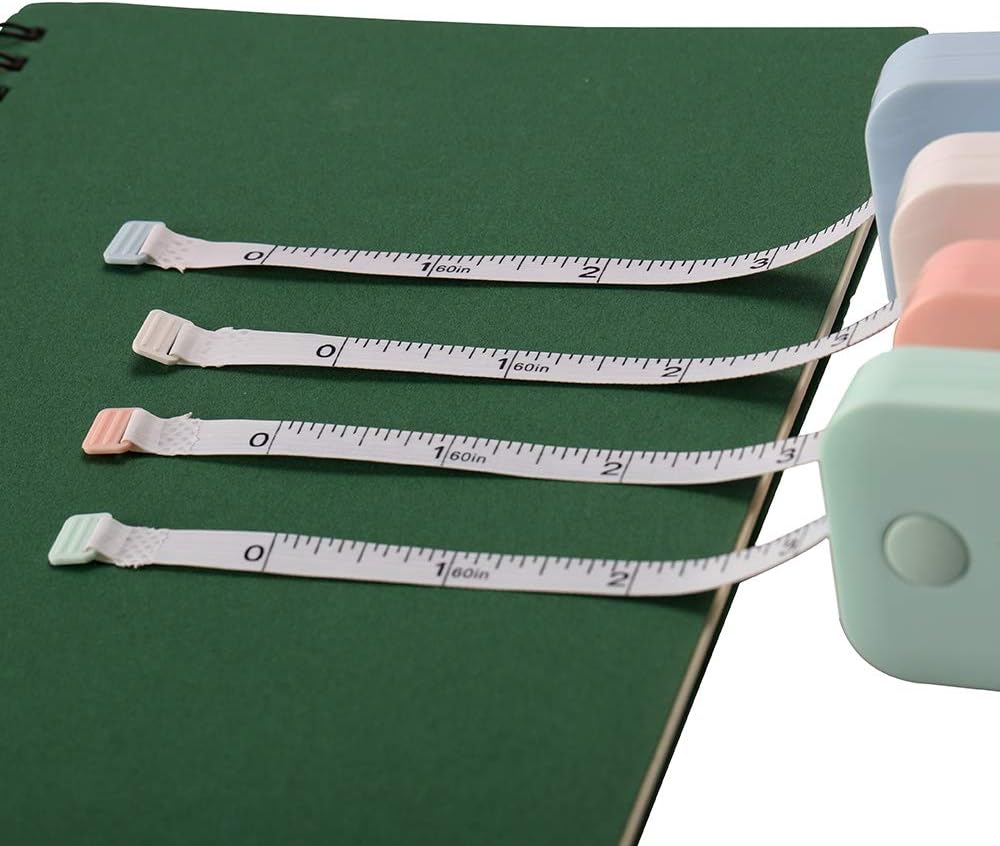 Rocutus 2pcs/set Soft Retractable Measuring Tape Mini Tape Measure Measuring Tape Measure Inch Ruler High Precision Volume Bust Waist Circumference Hip Circumference Tape (Pink and Blue)