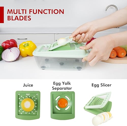 Miniatura 3 de GFY Vegetable Chopper 12 en 1 para corte rápido y uniforme, preparación de comidas que ahorra tiempo, picadora de verduras de 8 cuchillas con