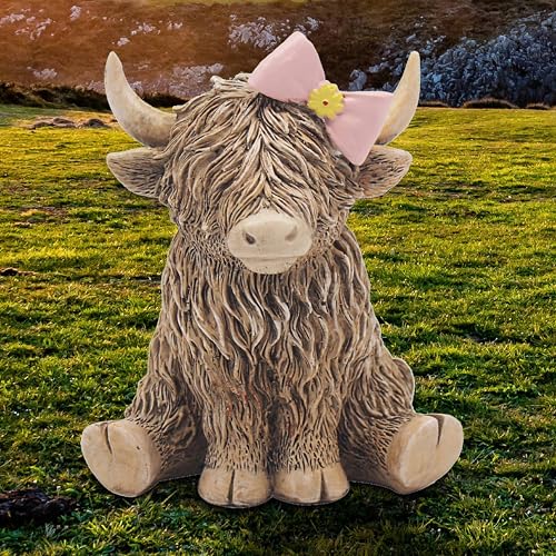 Lesser & Pavey Happy Highland, Highland Cow Pink Bow Figurines Statues For Home Decor - Image 2