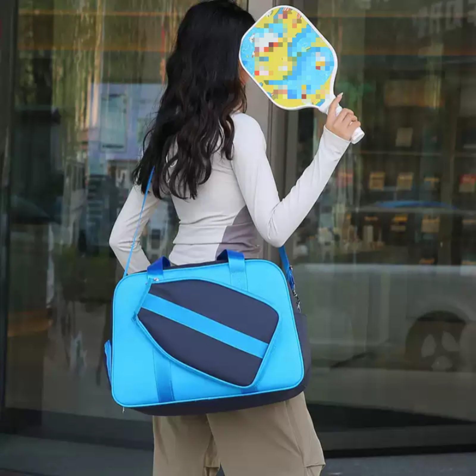 Borsa a Tracolla Borsa Racket Borsa Sportiva Borsa Duffel per Attrezzatura con Forma Rettangolare E Angoli Arrotondati in Tessuto Spalmato, Arancione, Arancione, 46 20 33