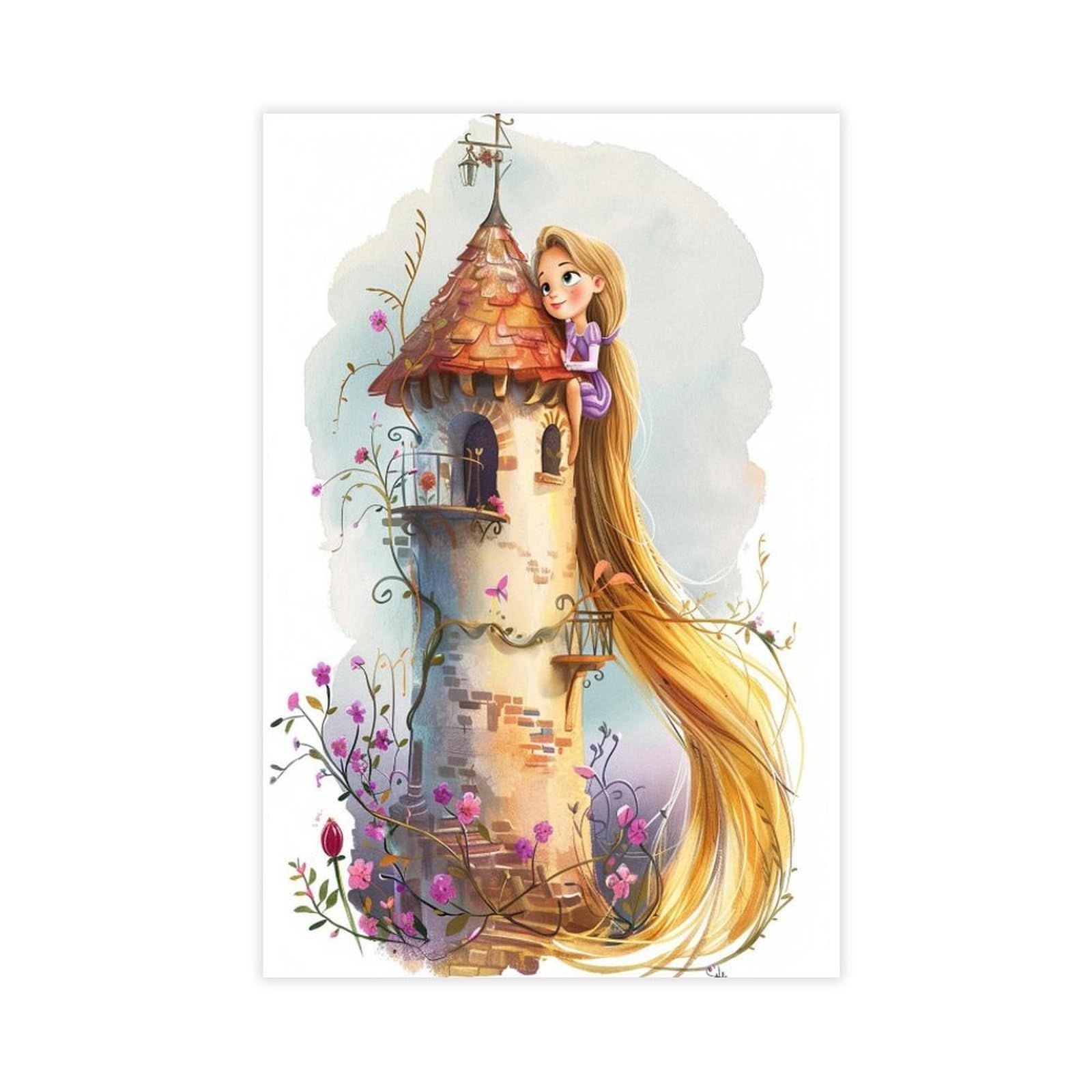 NFFBGFD Prinzessin Rapunzel Bezaubernde Canvas Poster Wall Art Print Picture Paintings 12x18inch(30x45cm)