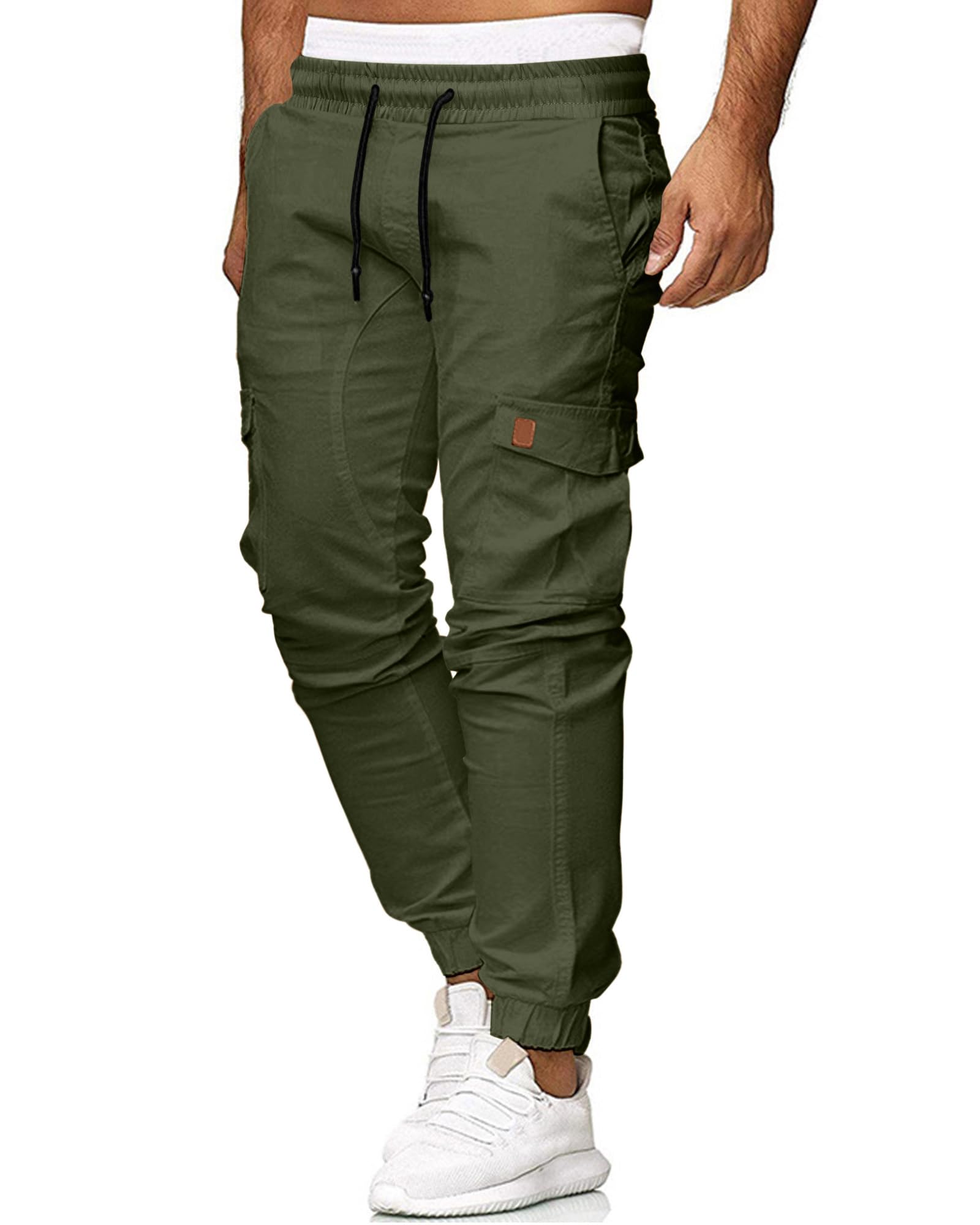 Herren Cargo Hose Casual Work Combat Jogger Slim Fit Drawstring Hose mit Taschen