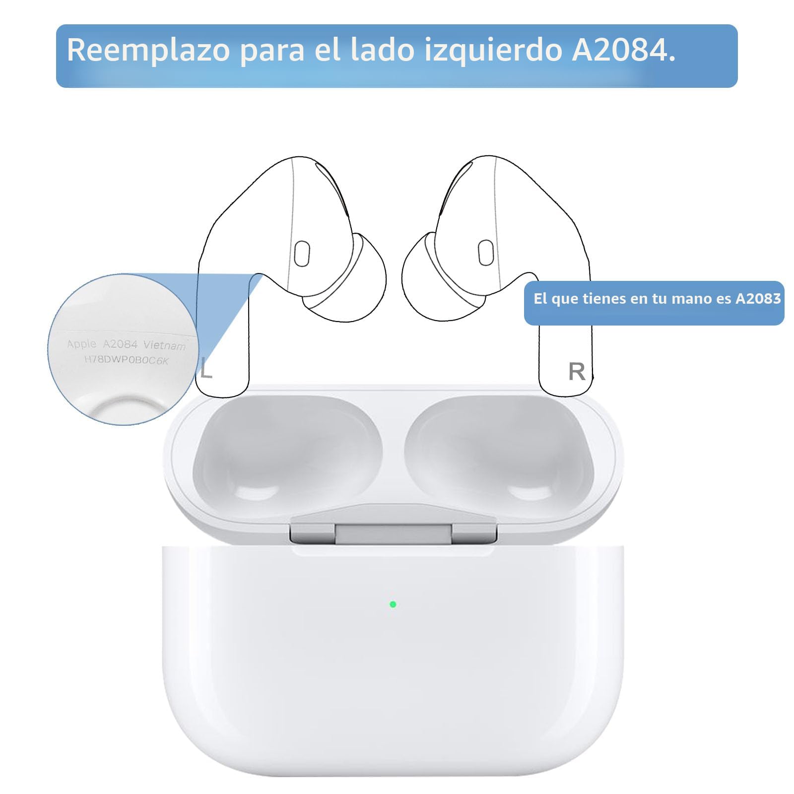 Amazon.com: Auricular original OEM A2084 para oreja izquierda de