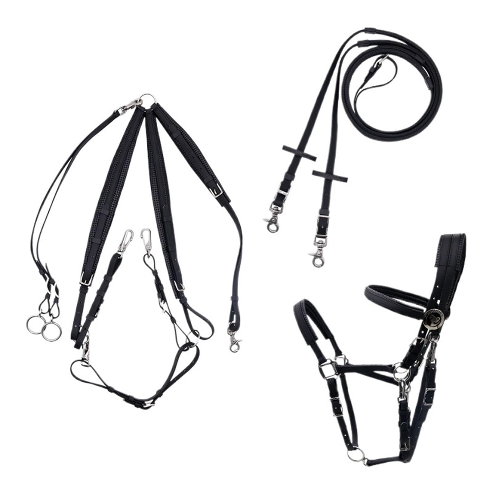 Set Completo Redini for Briglia da Corsa equestre di Resistenza for Cavallo Redini for Cavallo equestre con Cavezza per Cavalli(Black)