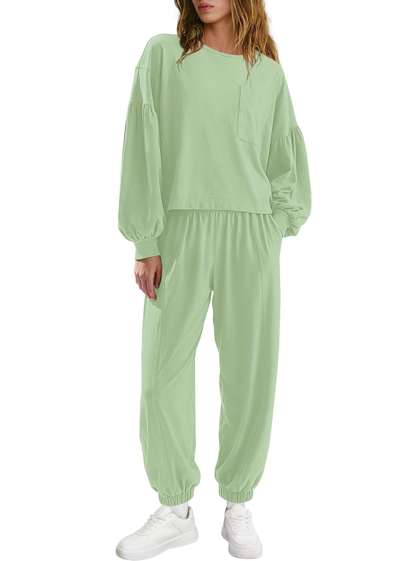 LAMISSCHE Womens Lounge Sets 2 Piece Outfits Matching Sets Long Sleeve Top Jogger Set Airport Travel Outfit Tracksuit