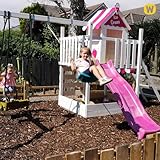 WICKEY Spielturm Klettergerüst Smart Candy mit Schaukel & Rutsche, Baumhaus mit Sandkasten, Kletterleiter & Spiel-Zubehör (Pastellpink) - 7