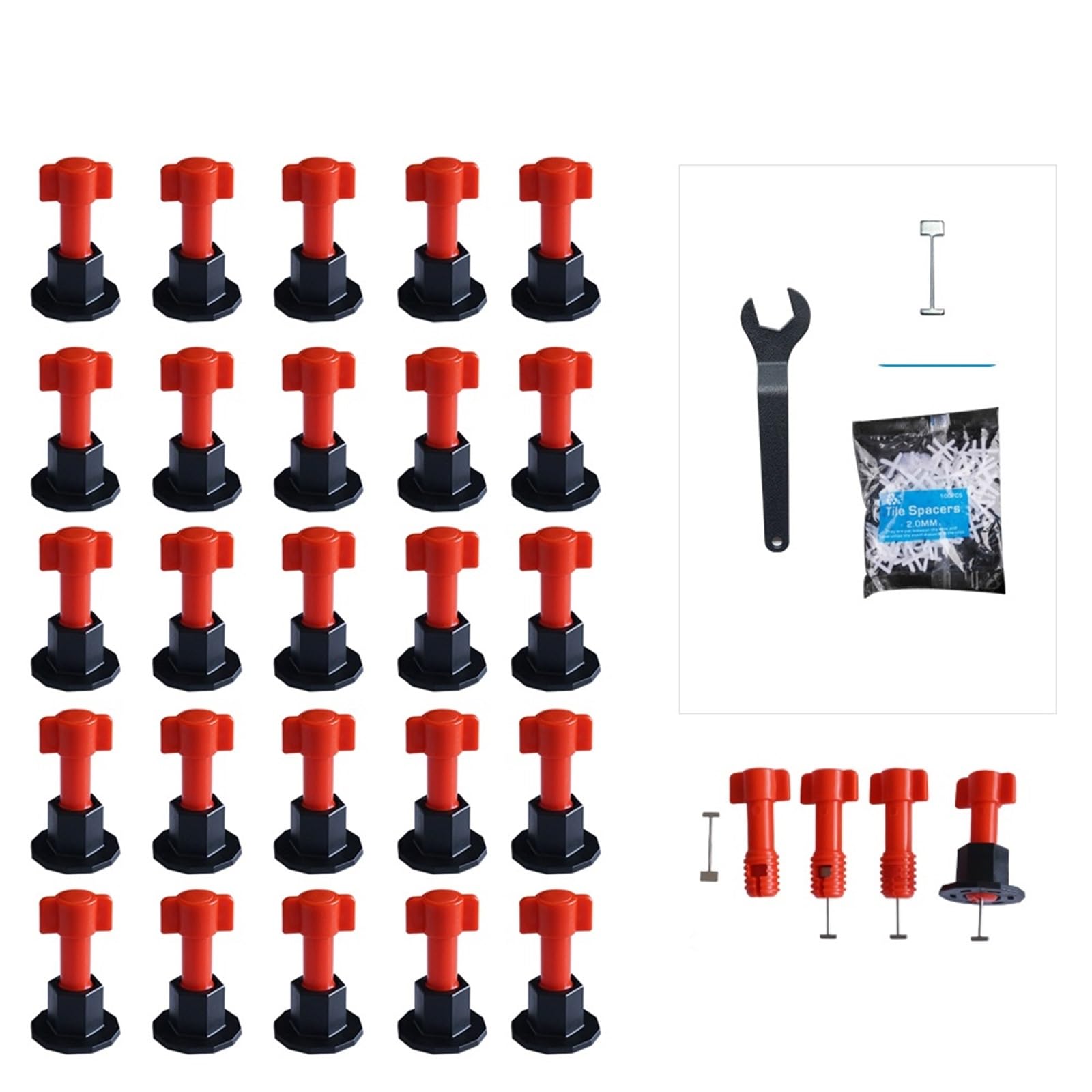Kit di strumenti riutilizzabili for il livellamento delle piastrelle da parete, 100 pezzi, cunei livellatori, distanziatori for for pavimenti, sistema per Costruire, Muri, Pavimenti