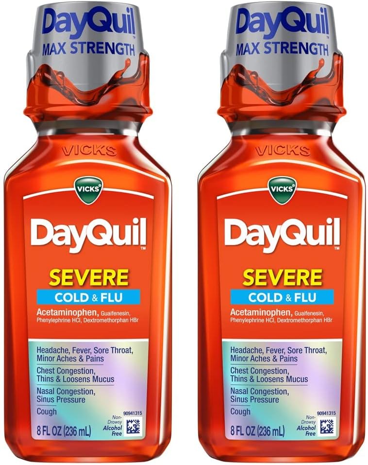 Vicks DayQuil Severe Cold & Flu Relief Liquid 8 oz (Pack of 2)