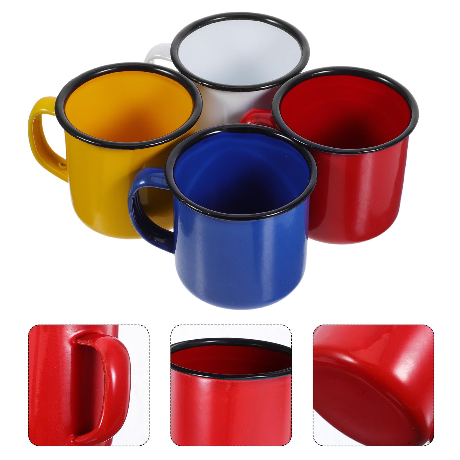 VANZACK Emaillebecher Praktisches Design mit Einfachem Stil 4 Stück für Camping und Zuhause Vintage Trinkbecher aus Langlebigem Emaille für Cafés und Outdoor