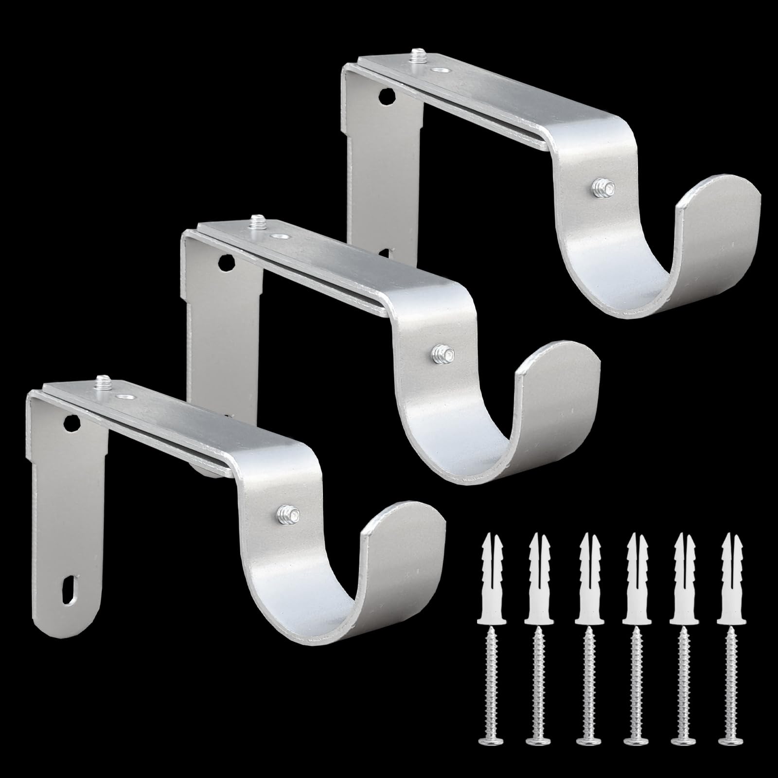 Adjustable Curtain Rod Brackets - Set of 3 -9 Adjustable Curtain Rod Brackets - Set of 3 -9
