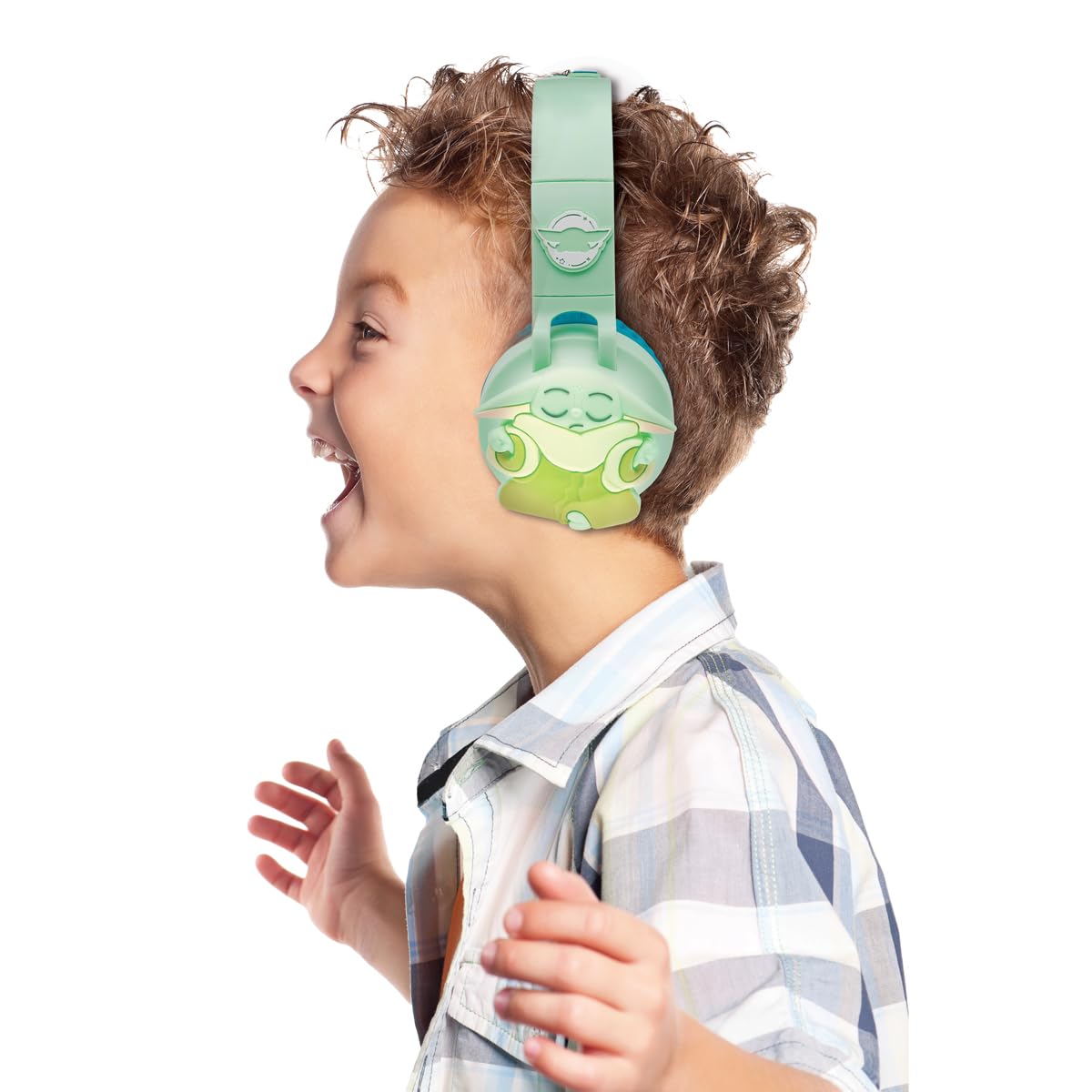 Lexibook, Star Wars, Cuffie Bluetooth Grogu con luci, Verde, HPBT015SWLXB | Uso Bluetooth o cavo, volume sicuro 85 dB, controlli su microfono, design pieghevole con slot SD, regolabile e portatile