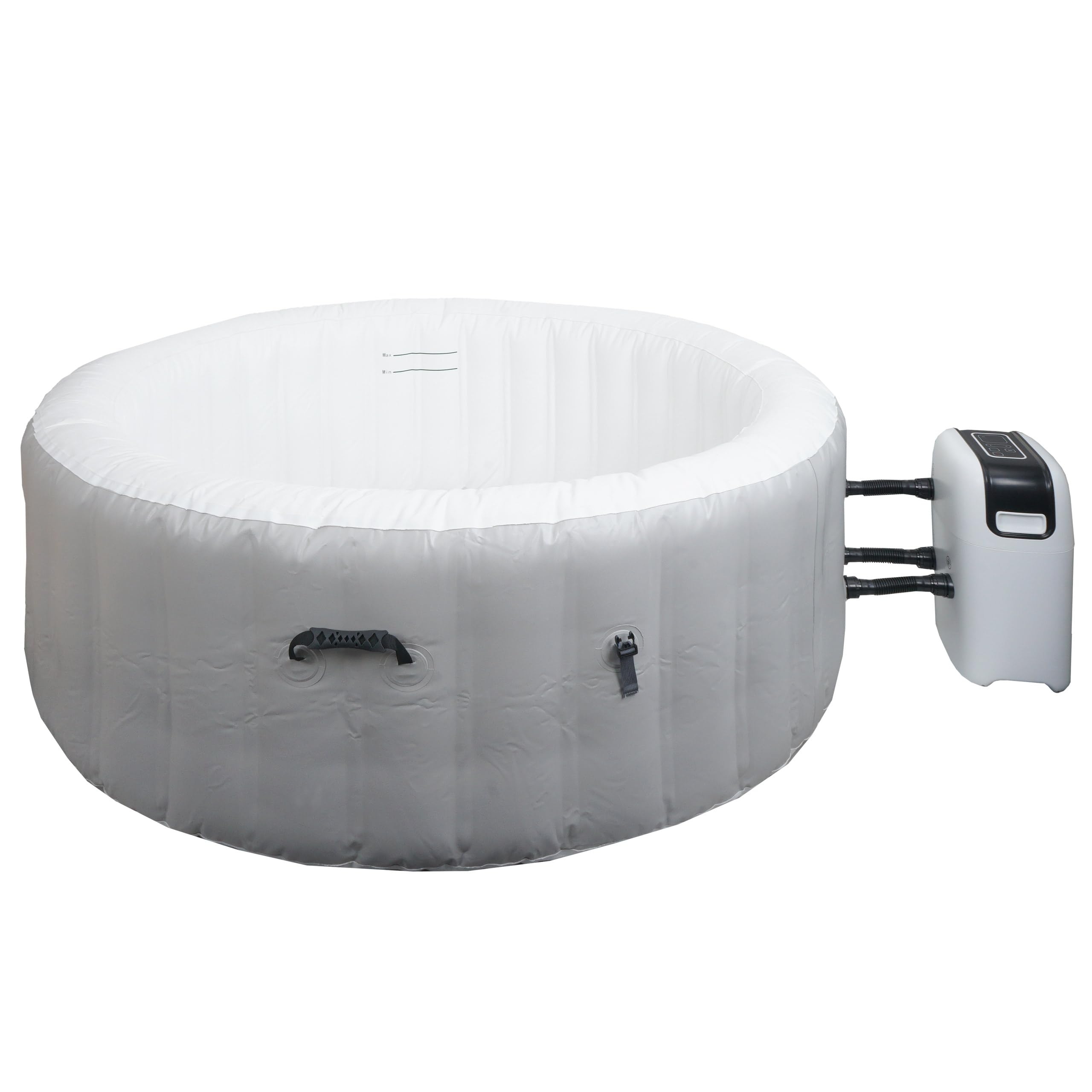 Mendler Whirlpool HWC-N97, 4 Personen, In-/Outdoor heizbar aufblasbar Pumpe PVC laminiert, rund Ø 180cm - grau-weiß