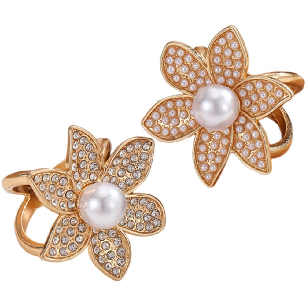 Sslvya 2 Pcs Scarf Rings Buckle for Women Pearl Neckerchief Holder Rhinestone Scarf Buckle for Scarves T-shirt Neckerchief and Shawl