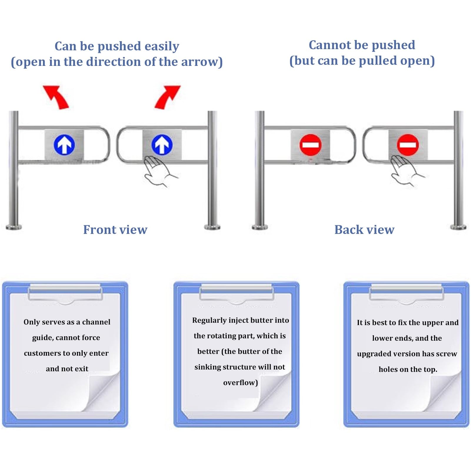 Puerta de seguridad de cierre automático, barrera de seguridad resistente de una sola entrada con mecanismo de autobloqueo, solución de control de acceso