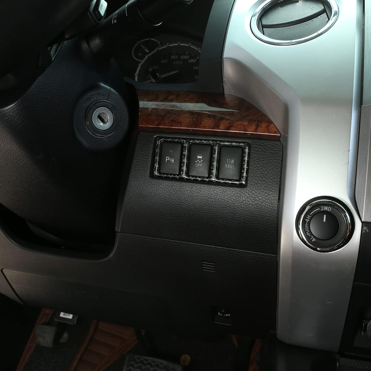 Soft Carbon Fiber Car Mode Button Switch Sticker,for Toyota Tundra 2014 2015 2016 2017 2018 Interior Accessories