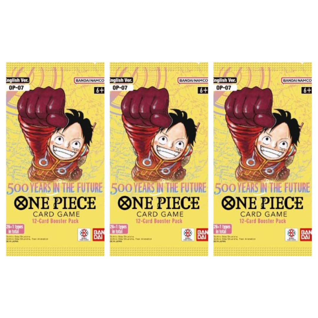 3 juegos de cartas One Piece: 500 Years into The Future – OP07-3X Booster a 10 cartas – Inglés + Heartforcards® protección de envío