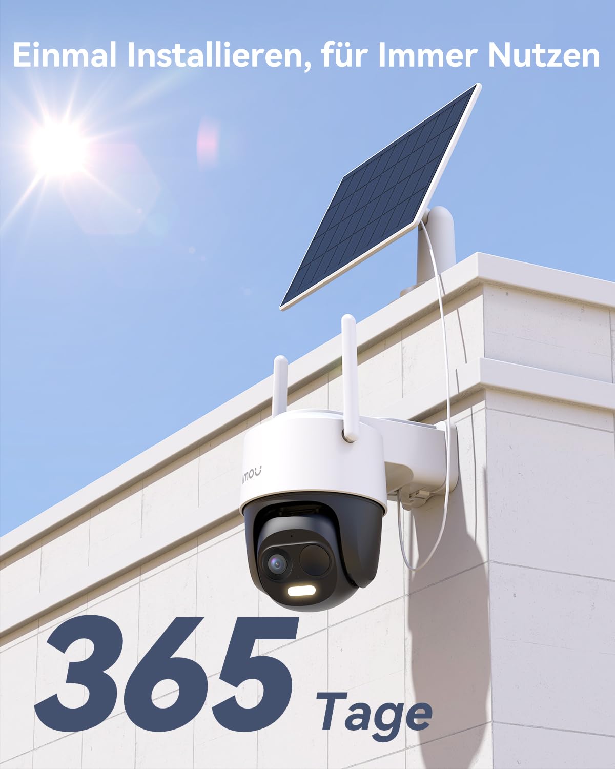 Imou 2K Solar Überwachungskamera Aussen Akku mit AI Personen-/Fahrzeugerkennung, 360° PTZ WLAN IP Kamera Outdoor Kabellos, Farbnachtsicht, 2-Wege-Audio, Sirene, Privatmodus, IP65, Kompatibel mit Alexa