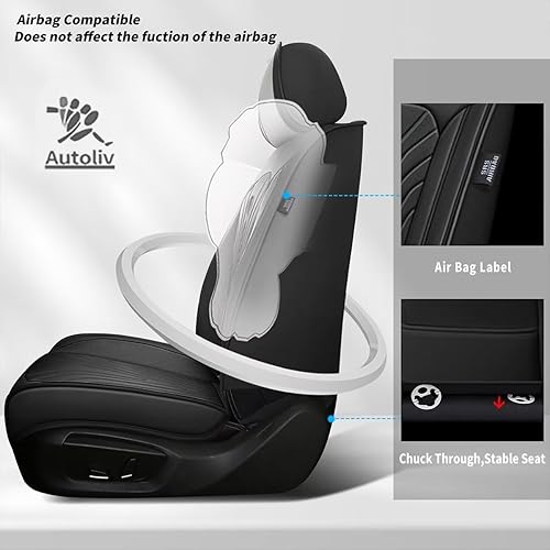 Miniatura 4 de 2 fundas de asiento delantero de automóvil para Nissan Sentra 2008-2023, de piel sintética, transpirable, impermeable, fundas de asiento Sentra para