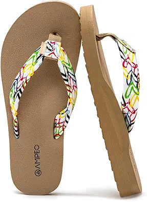 Ampeo Women's Arch Support Flip Flops Comfortable Casual Summer Beach Thong Sandals