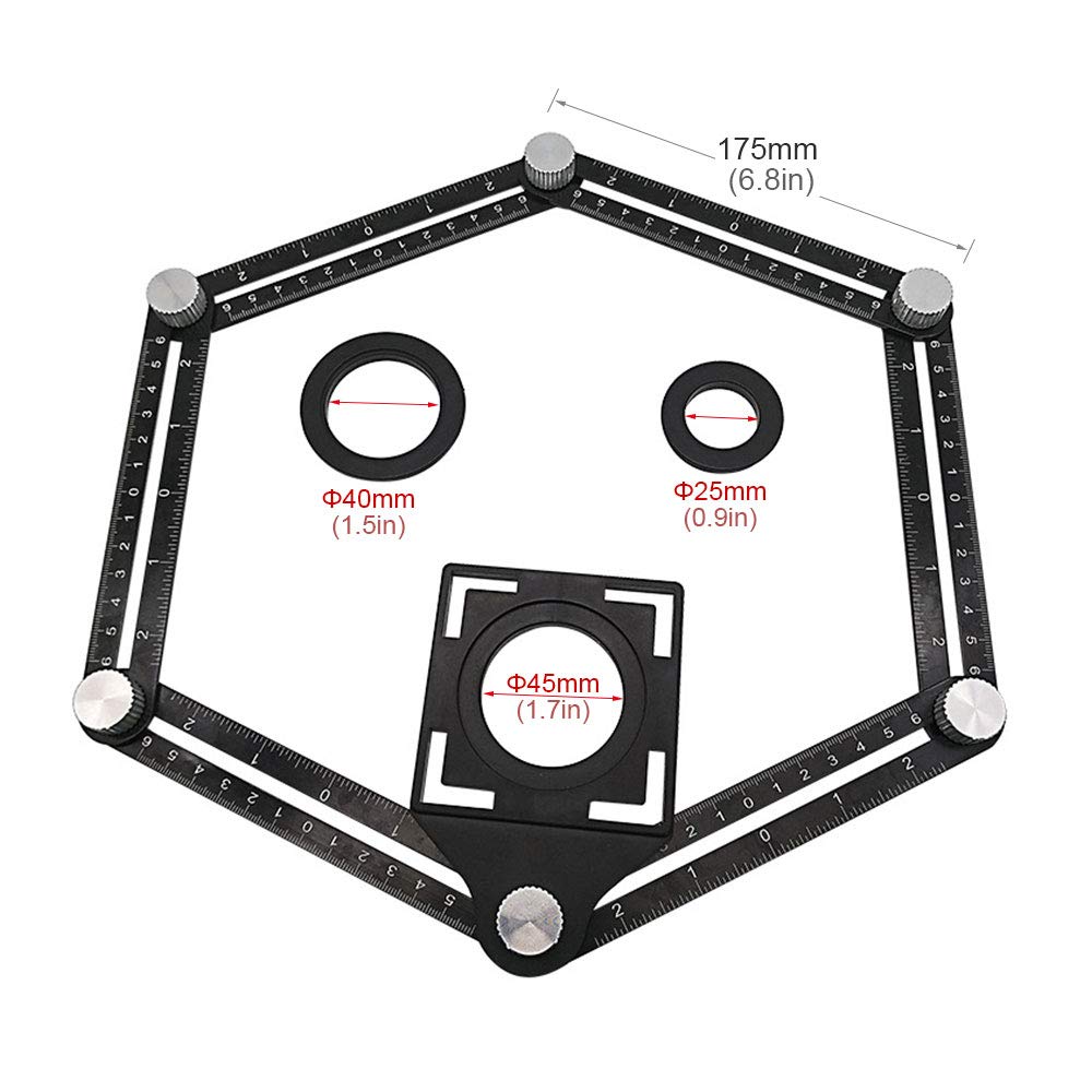 JJDD Lot de 2 règles d'angle universelles en alliage d'aluminium avec ouverture de positionnement des carreaux