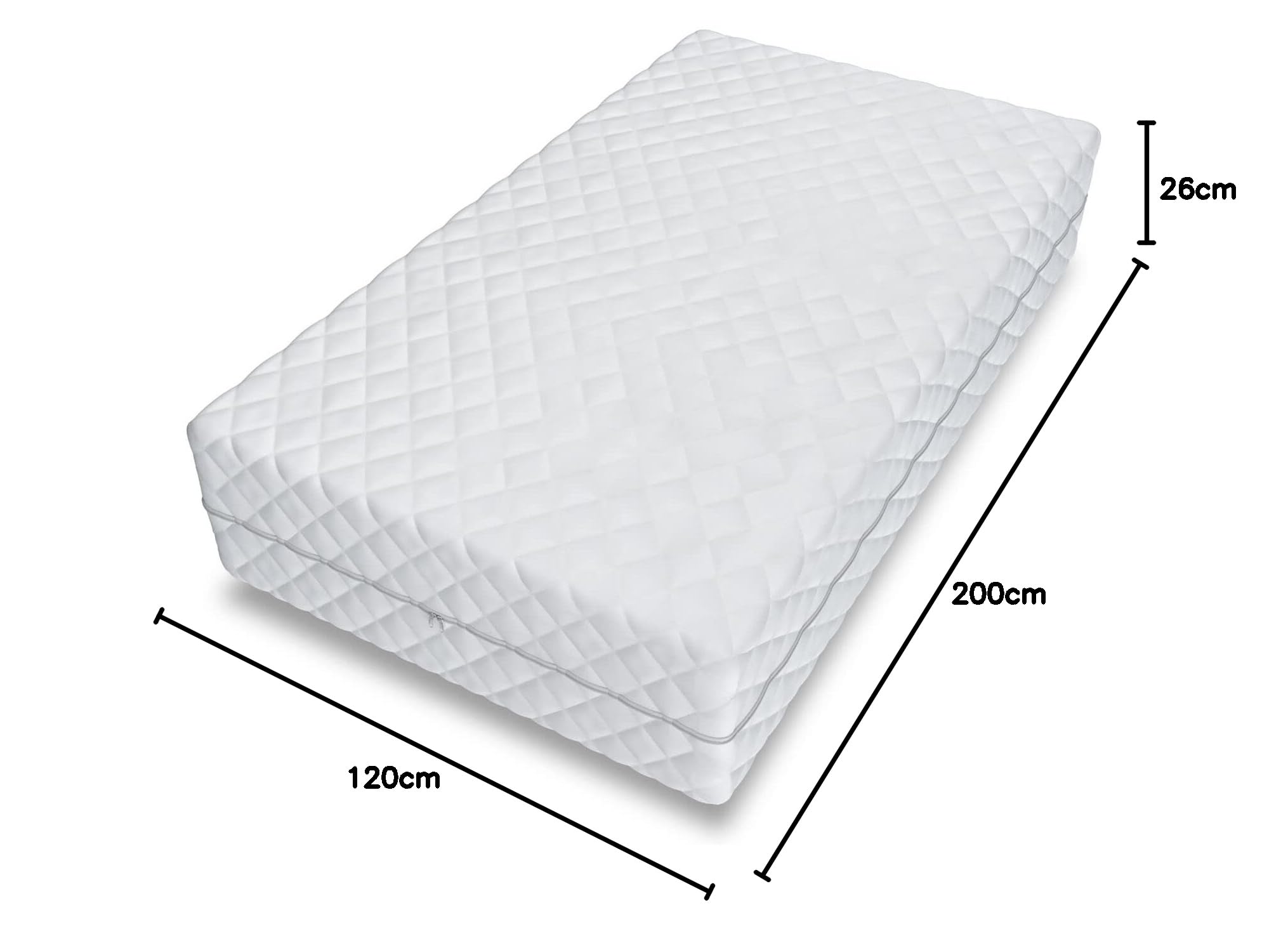 FDM HOME MAX DOUBLE Materasso una Piazza e Mezza 120x200 cm Alto 26 cm Materasso a Molle Insacchettate Grado di Rigidità H3 H5 Due Lati 7 Zone di Comfort Strato di Cocò OEKO-TEX Anallergic