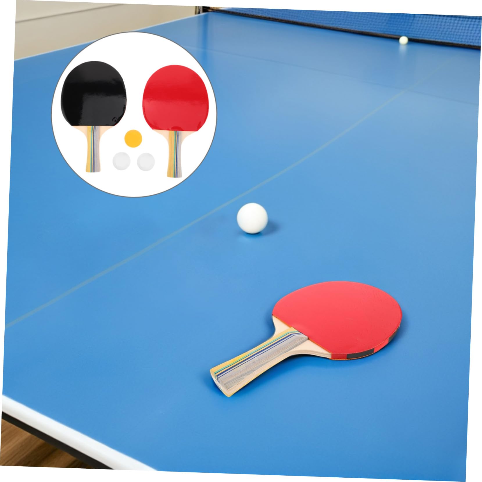 WOONEKY Table Tennis Paddles Set mit Langem Holzgriff Ergonomisch Geformte Griffe für Komfortables Spiel Ausgewogene Schläger für Präzise Set für Heim Partyspiele