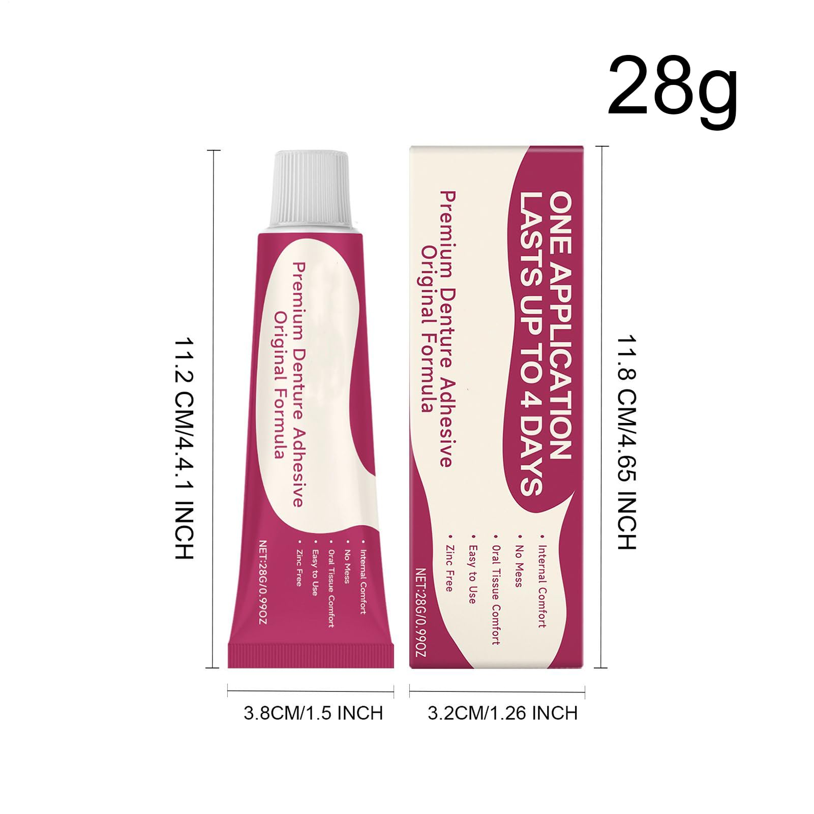 Klej do protez, 28 g, klej do sztucznych zębów, natychmiastowy klej do protez z mocnym trzymaniem, żel do klejenia na zewnątrz, produkt do pielęgnacji protez, kleje do protez do codziennego