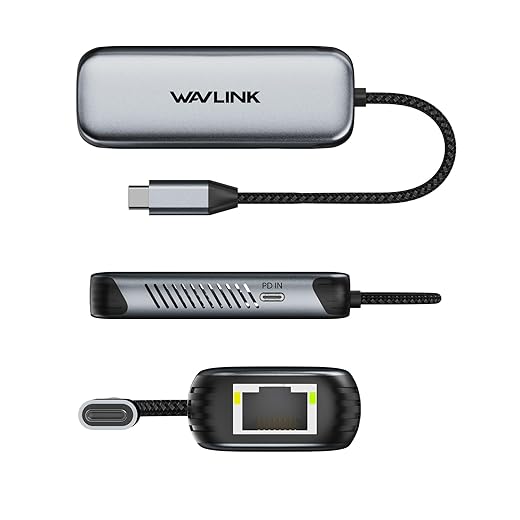 WAVLINK 5G USB-C Ethernet Adapter with 95W PD, 5Gbps RJ45 Network Adapter for M1 M2 M3 M4 M5 MacBook, iPhone 15/16/17, iPad, Windows Laptop, Plug & Play WL-NWU340GD