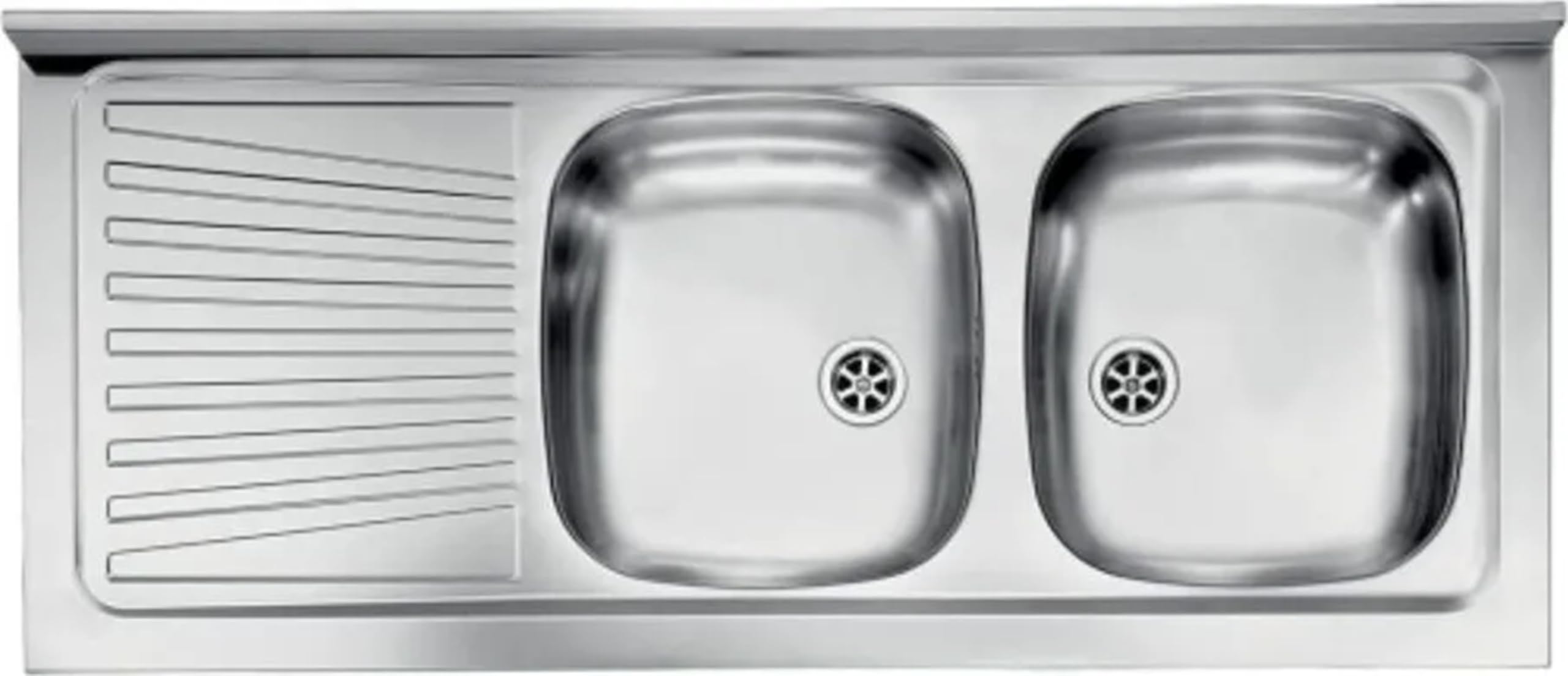 Lavello Cucina 2 Vasche con Gocciolatoio SX, 120x50 cm, Acciaio Inox