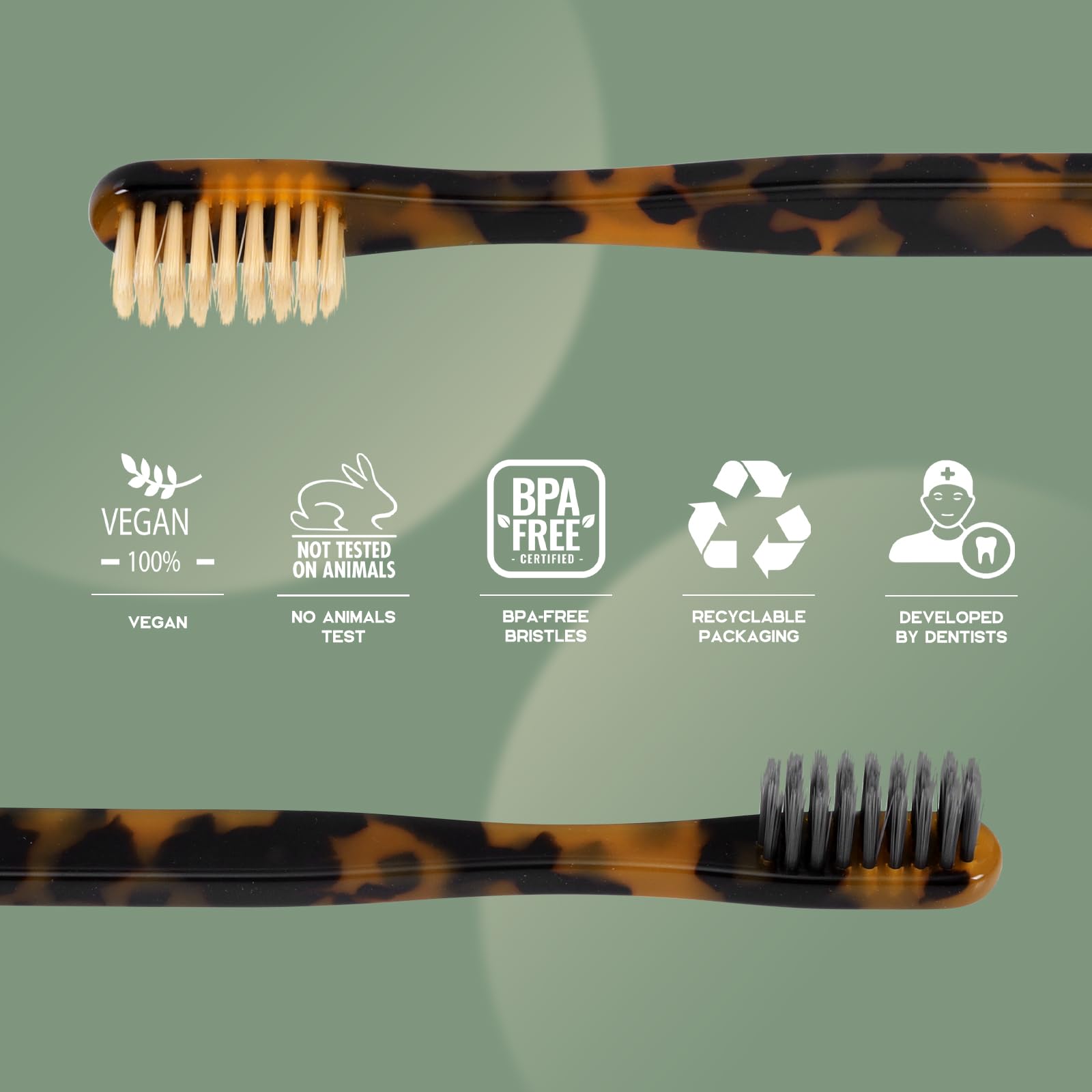 Isshah Cepillos de dientes biodegradables y ecológicos de acetato de celulosa, 8 unidades
