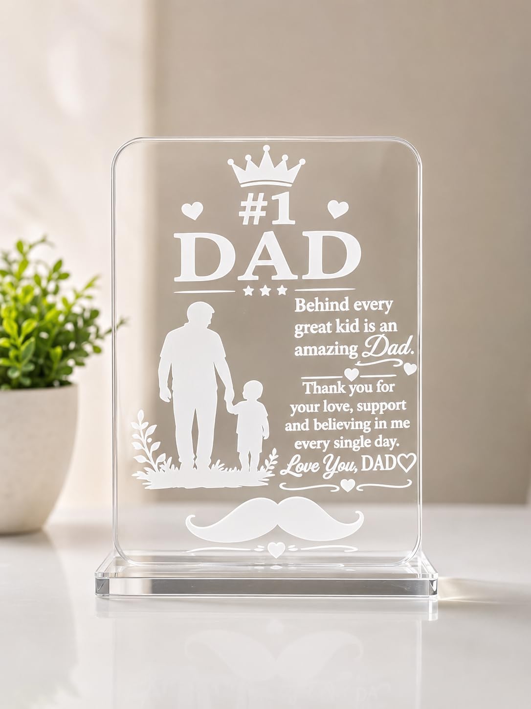Divin Dad Father Gifts From Son, Meaningful Gifts for Father Fathers Day Birthday, to My Dad Acrylic Plaque Sign with Acrylic Stand Home Office Decor-image-19