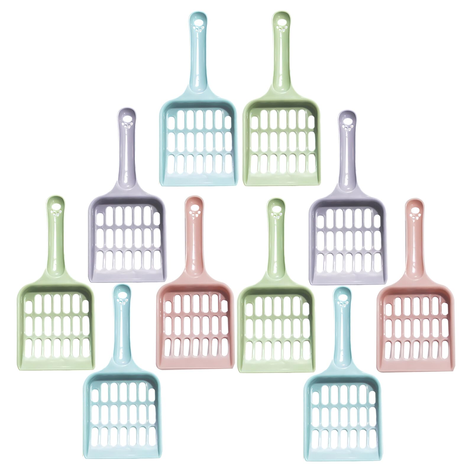 Toyvian Paletta per Lettiera per Gatti Filtro a Fori Piccoli Set da 24 Pezzi in Plastica Colorata Ergonomica Strumento Resistente per Pulizia Efficiente della Lettiera Domestica