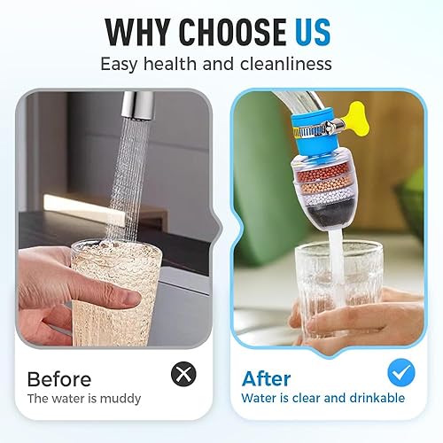 Miniatura 6 de Filtro de agua de carbón mágico, filtro de agua activado con cartucho de 6 capas, proporciona una fuerte presión de agua, adecuado para grifo de 12