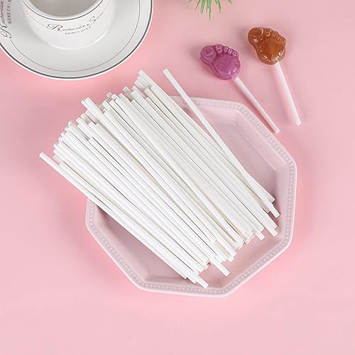 Vista 7 de 500 palitos de piruleta blancos de 4 pulgadas, palitos de papel para decoración de pasteles, postres, chocolate, galletas, dulces (0.118 in)