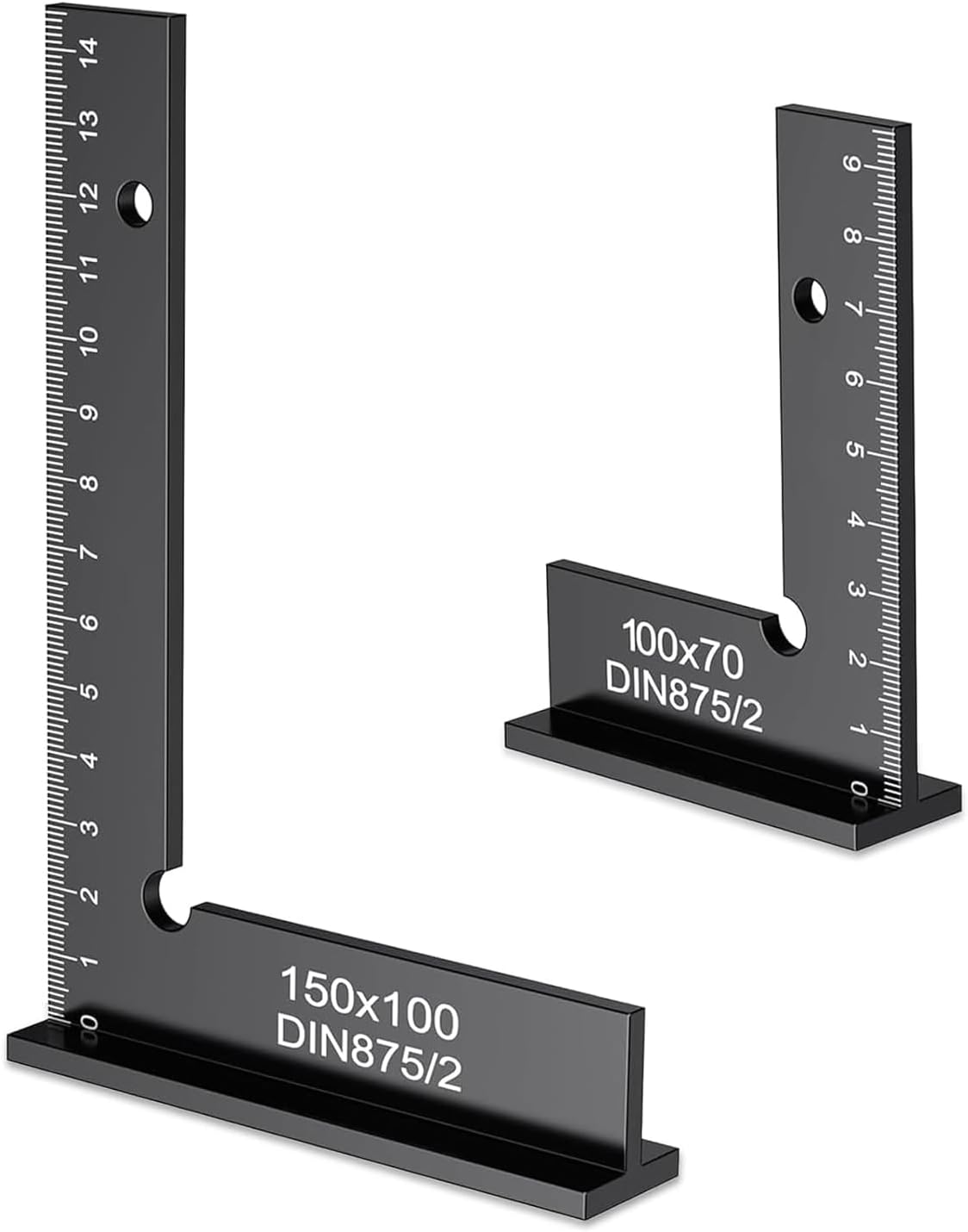 Precision Square Protractor, Square Woodworking Ruler, 90 x 100 mm, 100 x 70 mm, L-Shaped Square Ruler, Suitable for Woodworking Measurement