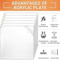 Vista 7 de Gartful Hojas de acrílico transparente de 0.079 in de grosor, paquete de 6 paneles de plexiglás con película protectora, tablero en blanco