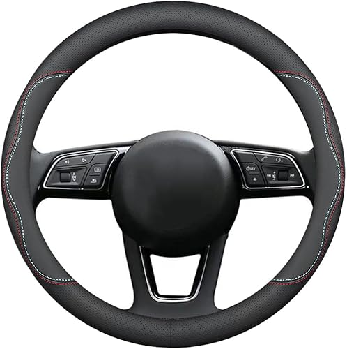 Miniatura 3 de Funda universal para volante de automóvil, de piel de napa, 15 pulgadas, color negro