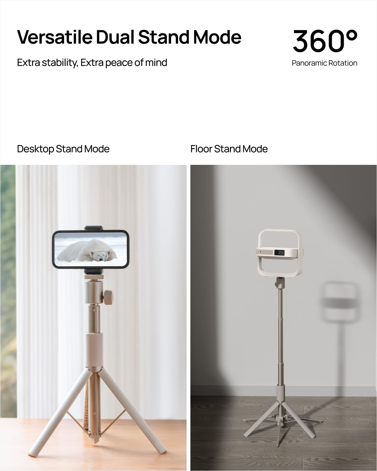 XGIMI Support Portable Couleur dorée, Rotation à 360°, Support à Double Usage, Facile à Installer et à Transporter, compatibilité Universelle, Accessoires