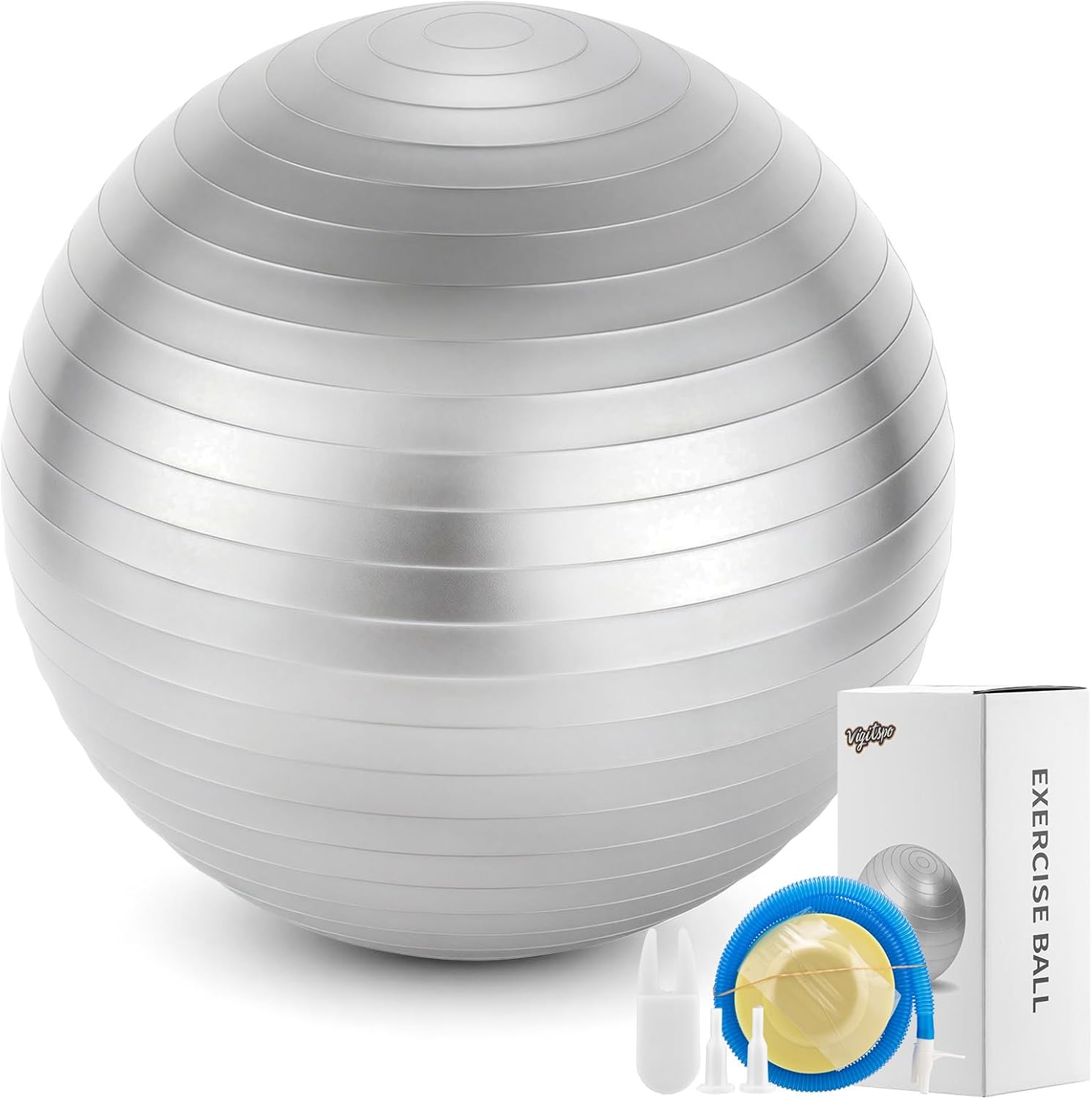 Exercise Ball – Puncture-Resistant Yoga Ball for Core Strength, for Core Strength Recovery, Balance & Stability Workouts, Multiple Sizes & Colors