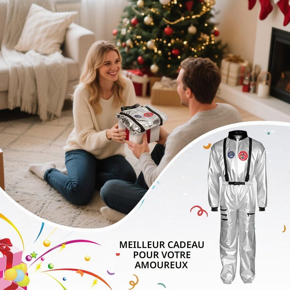 AUYAO Costume Astronaute Adulte, Deguisement Astronaute Unisexe, Costume Cosmonaute, Costume Halloween Cosplay pour Cosplay Carnaval