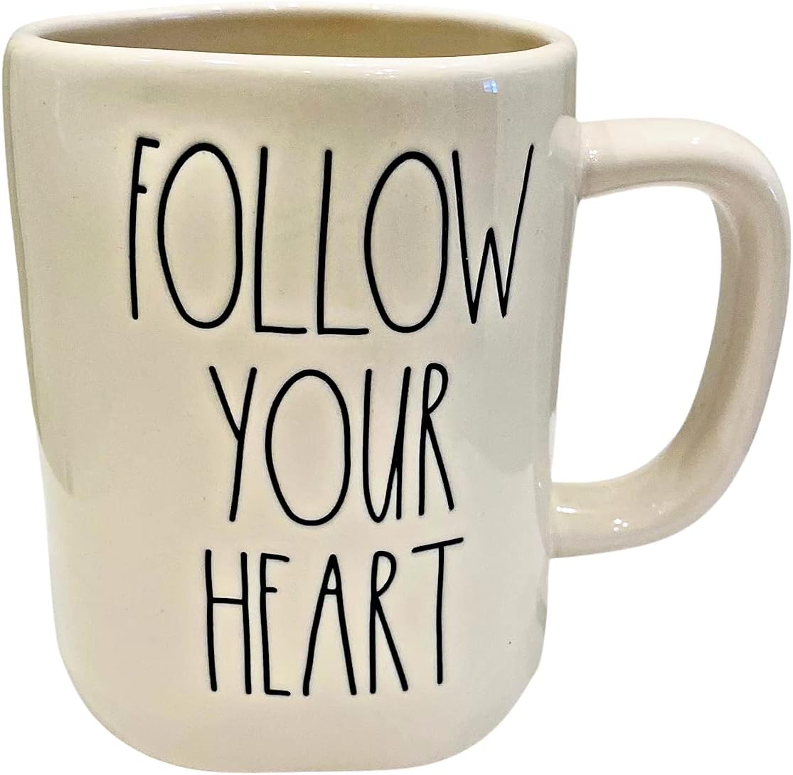 Rae Dunn by Magenta Ceramic Coffee Mug Inscribed: FOLLOW YOUR HEART