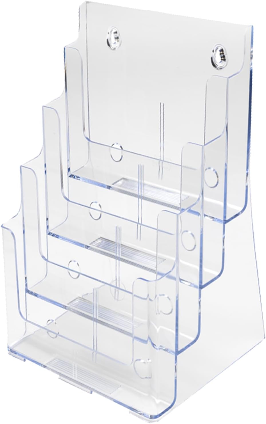 Deflecto Multi-Tier Clear Plastic Literature Display Holder for Wall or Desktop - 4 Tier A4 Stand Promotional Material & Leaflets
